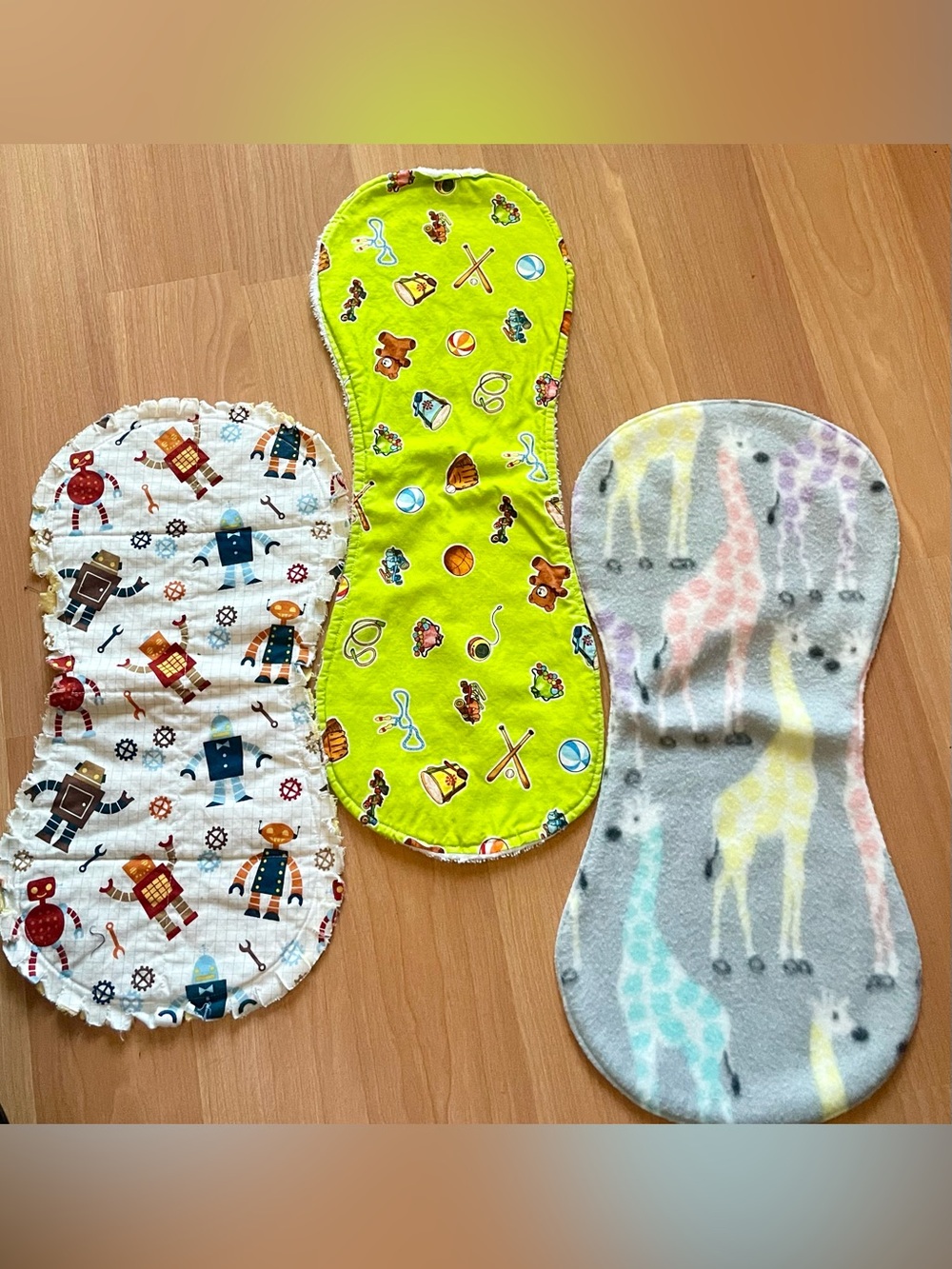 3 pc handmade burp cloths